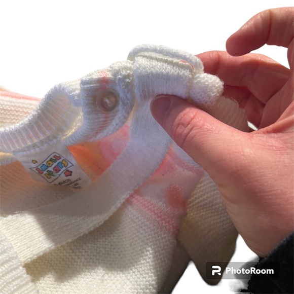 Vintage 80's Baby Knitted Pink & White Top & Overalls Hearts Easter Outfit 0-6 M - Picture 6 of 6